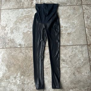 EUC Spanx Mama Maternity Faux Leather Leggings Size Small